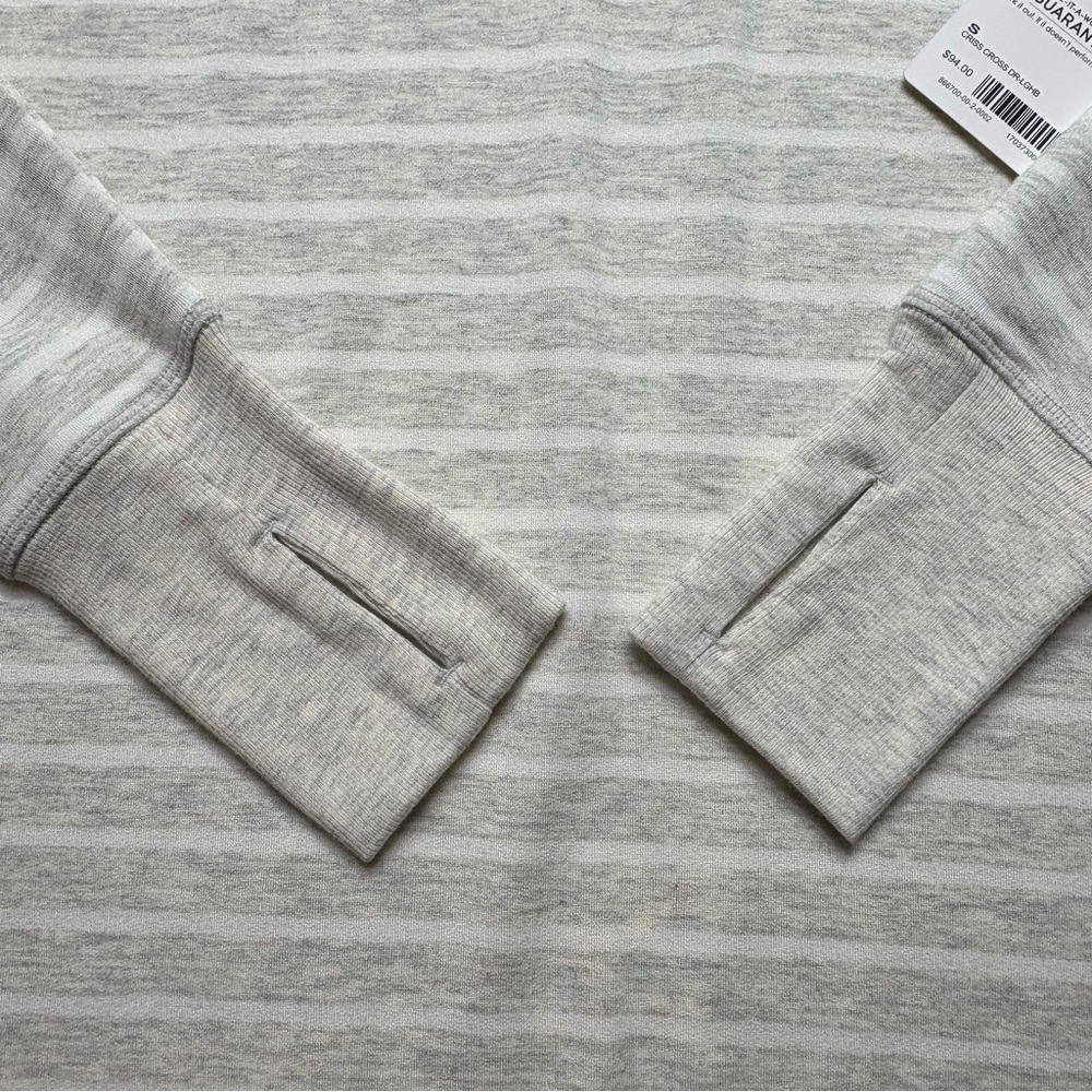 NWT Athleta Gray Striped Criss Cross Sweatshirt Dress S Modal Blend Lightweight - Picture 4 of 13
